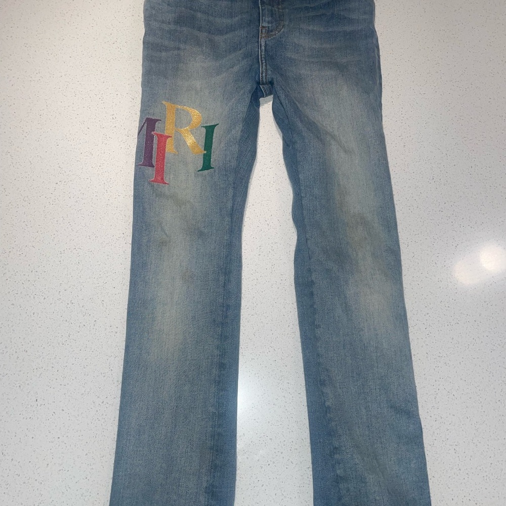 AMIRI Kids Blue Jeans with Multicolor Logo